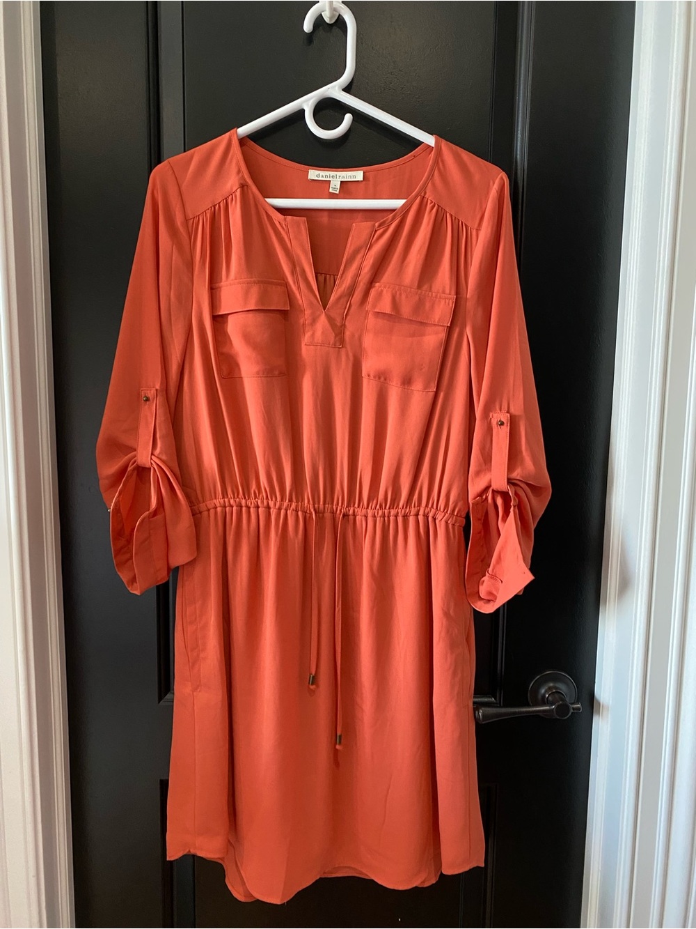 Daniel Rainn Orange Drawstring Mini Dress